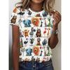 Женская футболка Летние топы Графический Животный Классический Повседневный Короткий рукав Круглый вырез Кроп