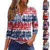 Women's T Shirt Tee Print Button 3/4 Sleeve Daily Weekend Fashion Basic V Neck Regular Top