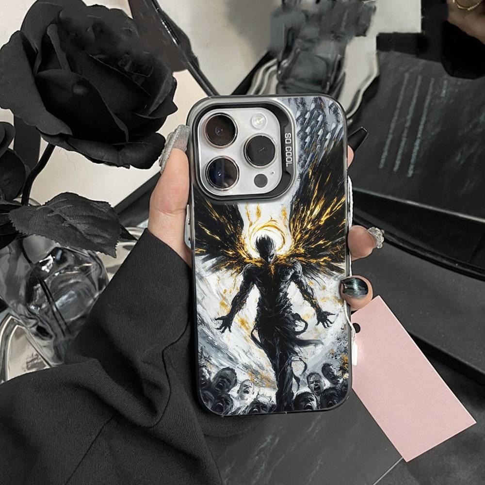 Чехол для телефона Evil Wings-Angel Wings для iPhone 17,16,15,14,13,12, Pro MAX Черный Матовый Ударопрочный Чехол