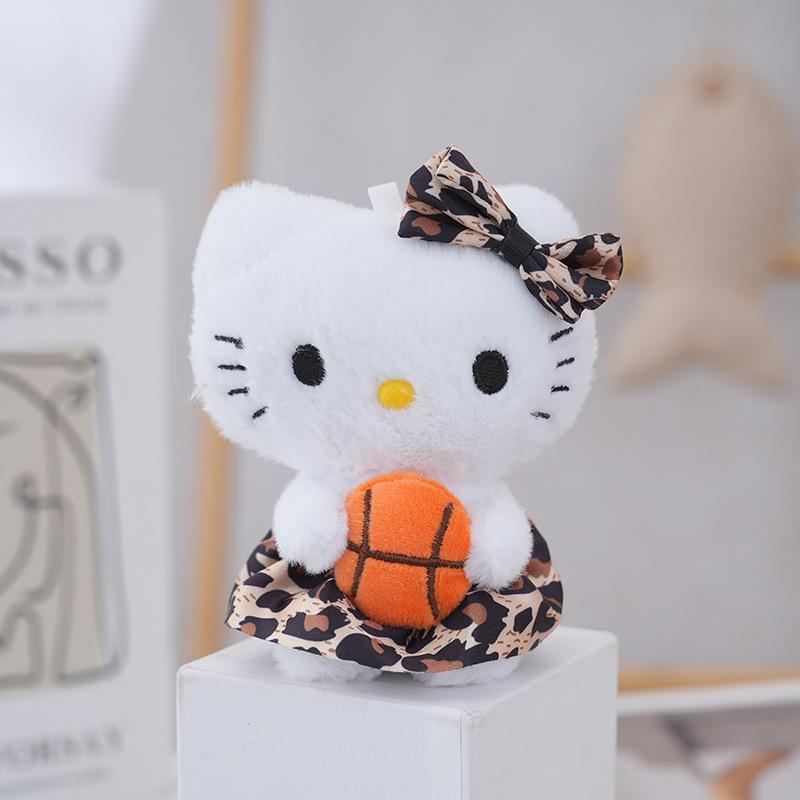 Cute Floral Dress Plush Cat Keychain Cartoon Doll Bag Charm Kawaii Pendant Accessory