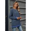 Осенне-зимняя женская блузка больших размеров в полоску с круглым вырезом и длинными рукавами, свободный топ