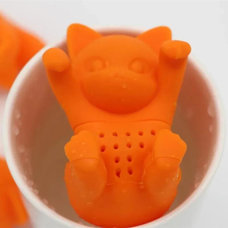 Милый мультяшный котик в форме заварник для чая из черного чая, ситечко для чая, пищевой силикон, инструменты для заваривания рассыпного листового травяного чая и специй