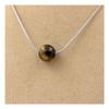 Stones and Minerals. Necklace 1 Tiger Eye Pearl 8 Mm Stainless Steel Chain.
