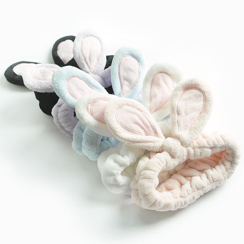 Супер милая трехмерная проволочная кроличья ушка пушистая повязка для мытья лица маска для макияжа женские аксессуары для волос головной убор