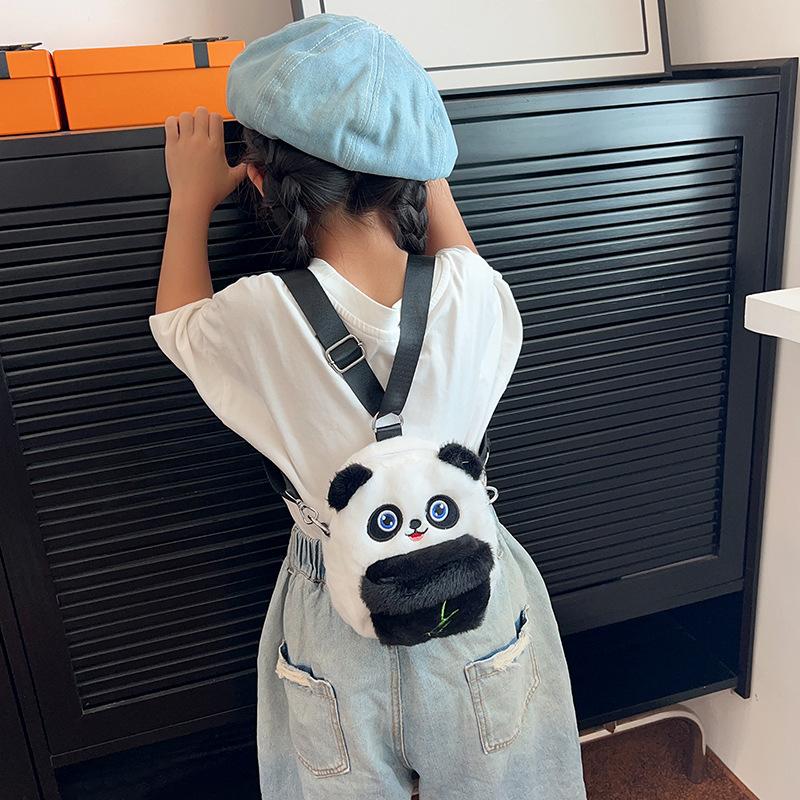 Плюшевая трехмерная сумка-кукла панда, милый детский мини-рюкзак для девочек, косая сумка-мешок с рисунком из мультфильма, креативная сумка