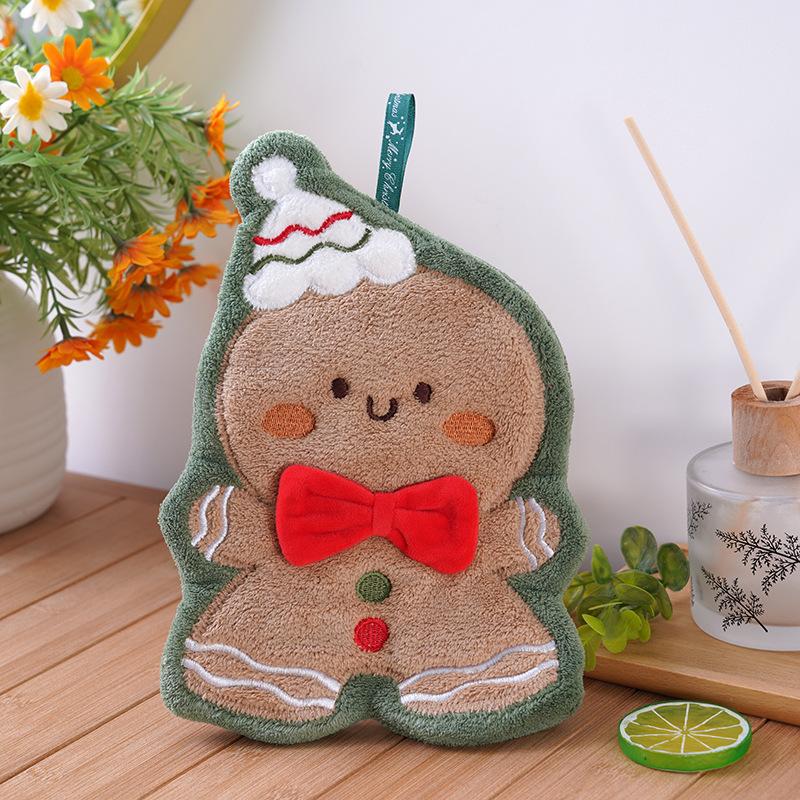 Coral Fleece Christmas Santa Claus Hand Towels Water Absorption Quick-Drying Hand Towel Christmas Tree Bell Kitchen Bathroom