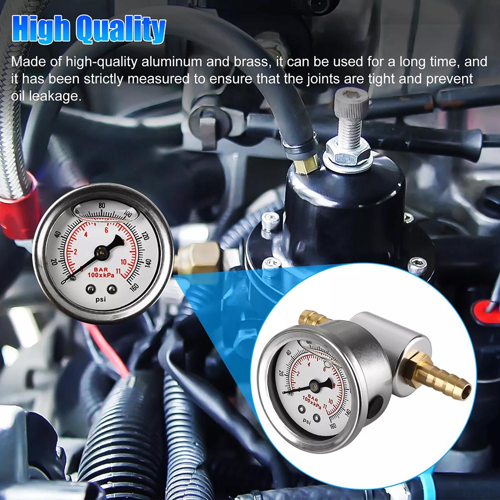 Liquid Filled Gauge Easy Installation Universal Fuel Gauge Fuel Pressure Gauge High-Quality For Fuel Systems Oil Systems Water