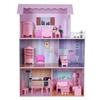 Wooden Dollhouse - WOOMAX - 3 Floors - 13 Pieces of Furniture Included