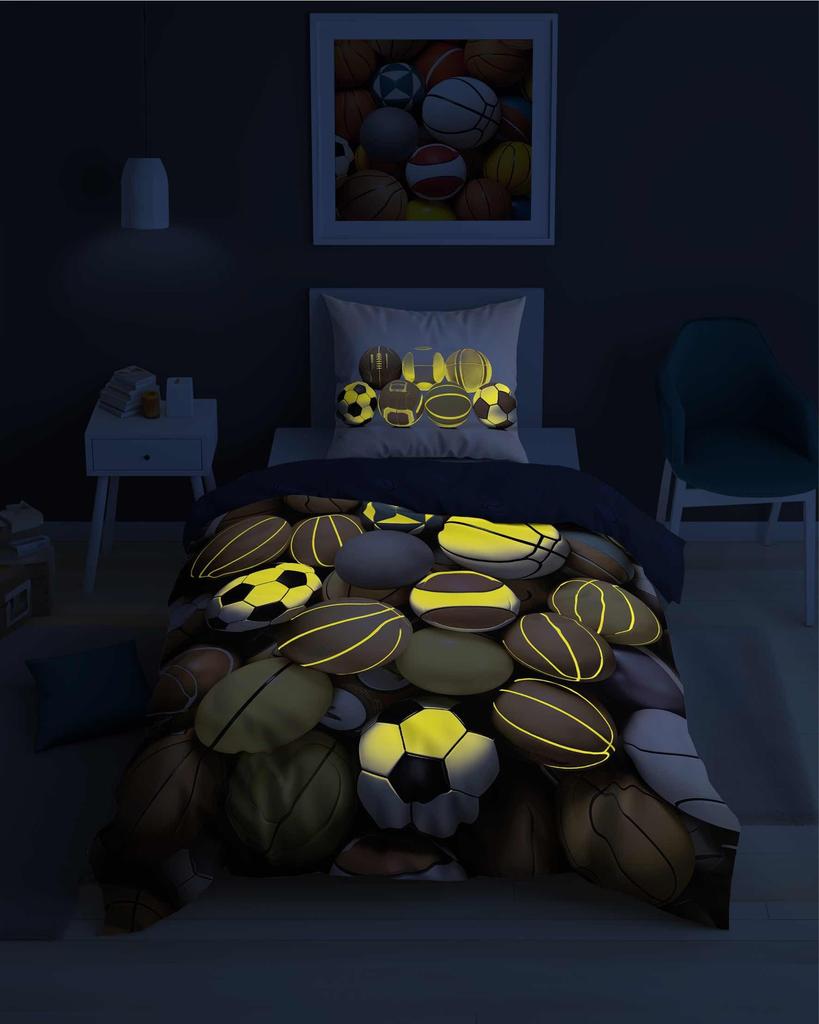 Fluorescent cotton bedding 160x200cm BALLS MIX