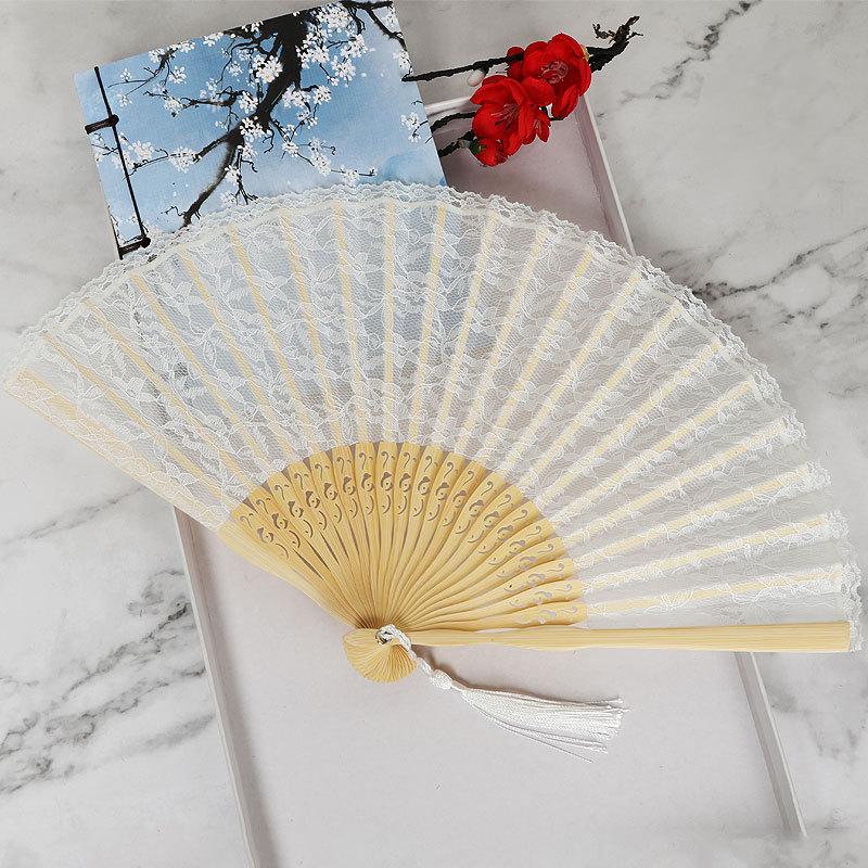 Подарок в китайском стиле для танцевальной вечеринки, шоу, художественное ремесло, орнамент, кружевной складной веер, реквизит для выступлений, деревянные ретро-аксессуары