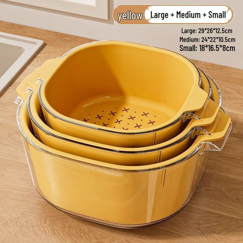 Double-Layer Kitchen Drain Basket for Fruits & Vegetables - Food-Grade Storage & Strainer