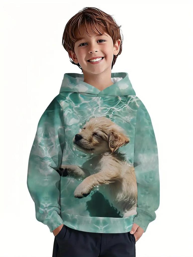 New Animals Hoodie Cute Dog Pattern 3d Print Autumn Fashion Comfort Pullover Long-sleeve Hoodie Outdoors Children's Clothing Boy