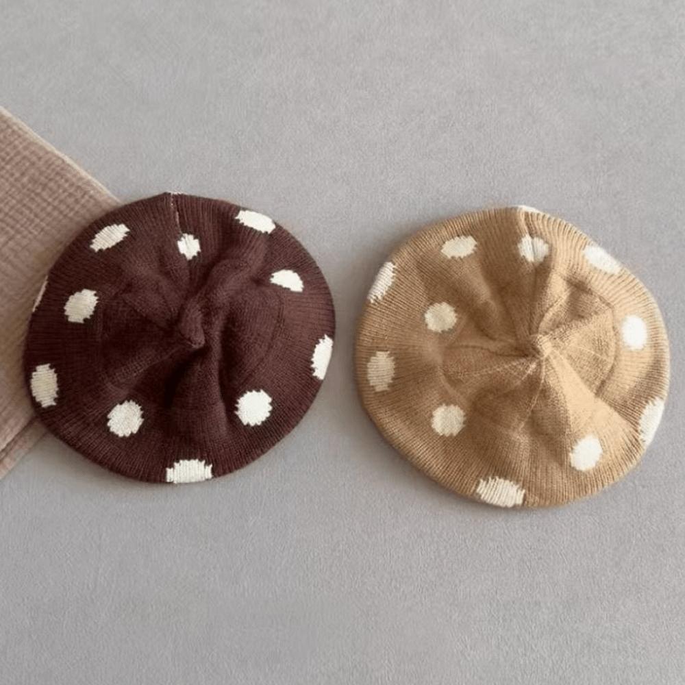 Stretchy Fabric Wool Beret Round Shape Knitted Beret Wind Resistant Children Cap Outdoor Going‑out