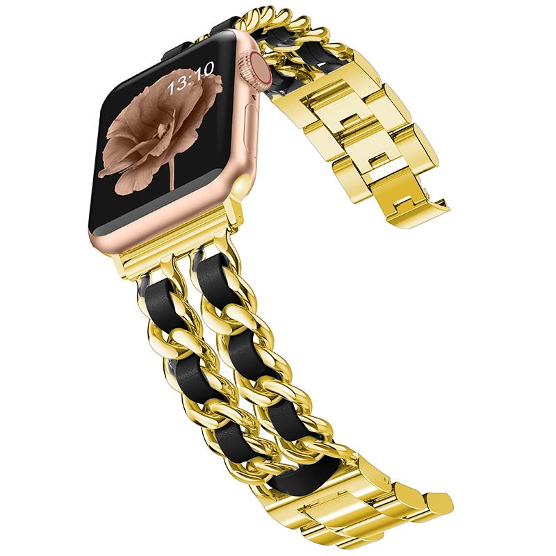 Браслет с кубинскими звеньями для Apple Watch, ремешок 40 мм, 41 мм, 38 мм, 44 мм, 45 мм, 42 мм, трендовый металлический браслет, браслет iWatch серии 3, 4, 5, 6, se 7, ремешок