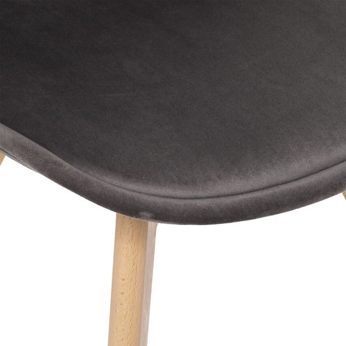 Chaise en velours style scandinave "Helsinki" Atmosphera - Gris foncé