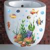 Toilet Lid Stickers Self-adhesive PVC Decals Vinyl Art Decoration Creative Undersea Animals & Plants Wall Stickers Removable Bathroom Ceramic