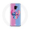 Чехол для Samsung Galaxy A8 Plus Стич и ангел синий розовый