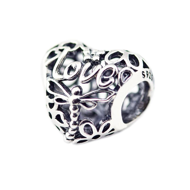100% 925 Sterling Silver Promise of Spring Heart Charm Beads Fits Europe Bracelet Argent Charm Silver 925 Jewelry