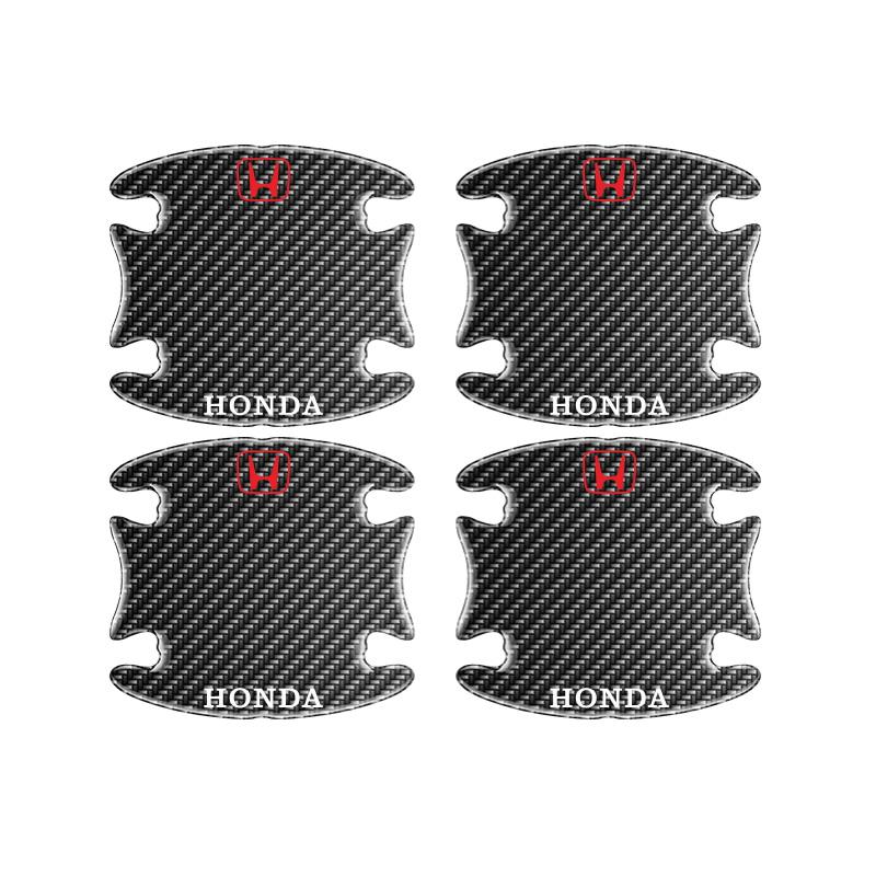 8pcs Carbon Fiber Car Door Bowl Handle Protective Sticker for Honda Civic Accord Fit City Vezel CRV Odyssey Jazz Prelude Insight akp256