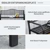 Metal Outdoor Bench with Liftable Middle Table. Patio Loveseat. Garden Bench for Garden. Porch. Seats 2–3 People. Black