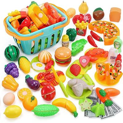 Игровой набор «Игровой домик» HOLYFUN, набор из 100 предметов, кухонный набор, проходящий стандарты безопасности игрушек, ролевые игры «Сделай сам», морепродукты, овощи, фрукты, гамбургер с сумкой для хранения