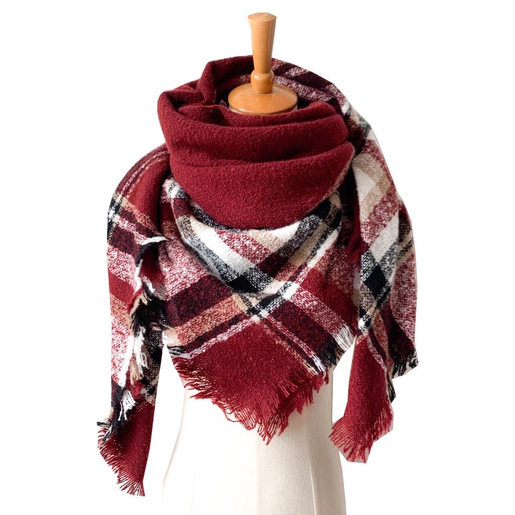 Spring Autumn Winter Shawl Ladies Plaid Triangle Scarf