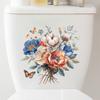 Bathroom Toilet Stickers Flower Butterfly Pattern Bathroom Decoration Self-Adhesive Painting Waterproof Toilet Cover Sticker