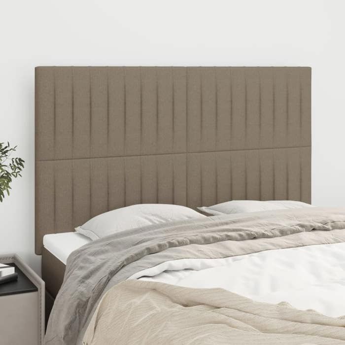 Tête de lit - Maison Exclusive - Tissu taupe - Hauteur réglable - Pieds en bois - 144×5×118/128 cm