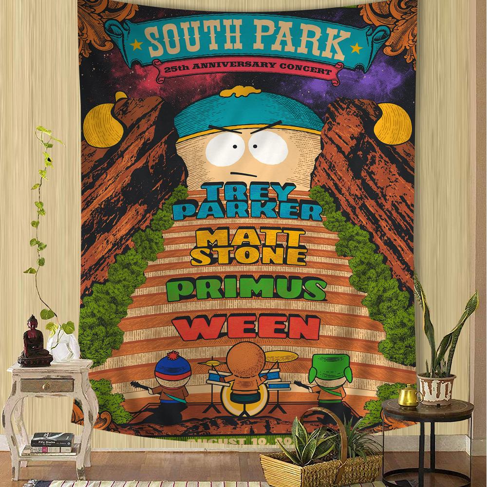 SSouth Cartoon Park Tapestry Anime Tapestry Hanging Tarot Hippie Wall Rugs Dorm Wall Hanging Sheets