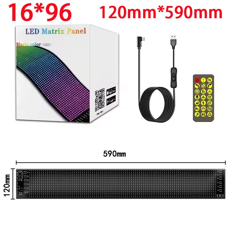 16x96 Plus Truck Eye RGB LED Matrix Pixel Panel Car Sign Animation APP Programmable LED Panel Flexible Display Lamp For Shop Bar