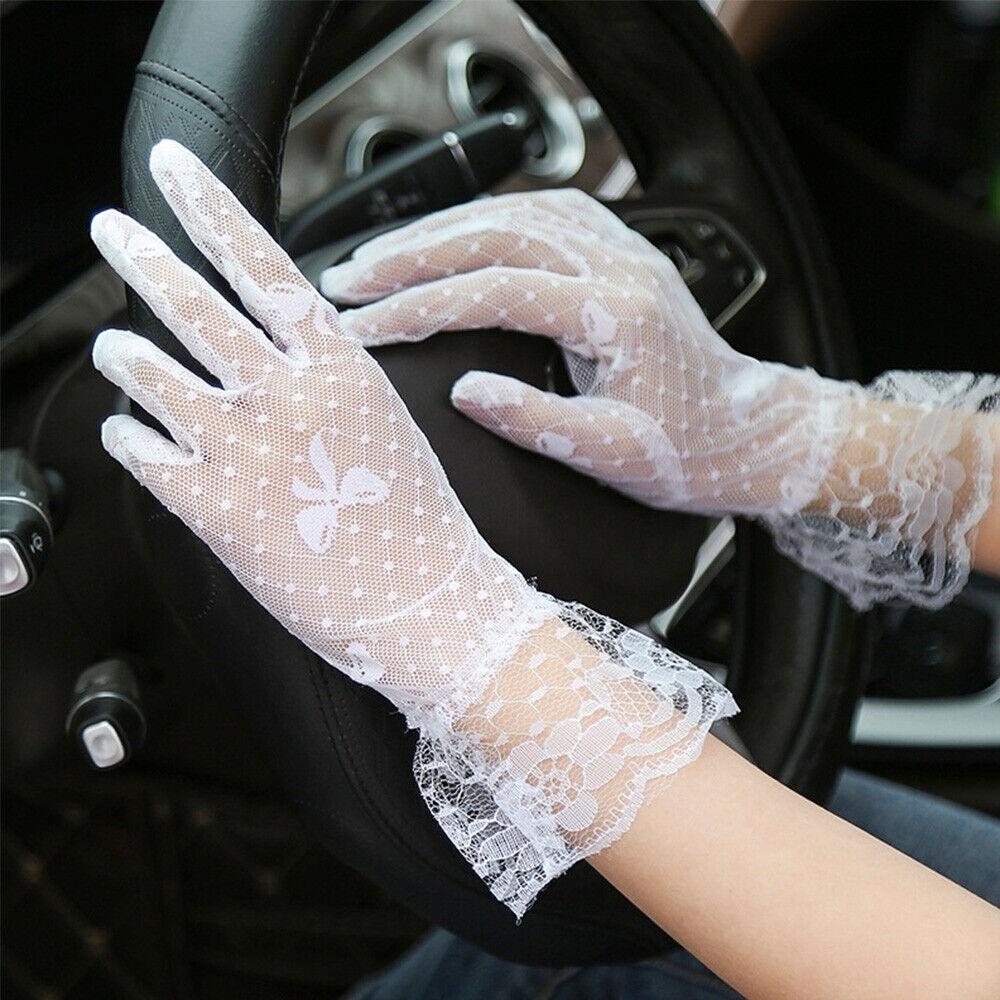 Transparent Bow Short Sunscreen Lace Gloves Mesh Tulle Mittens Fashion Bridal Gloves Women