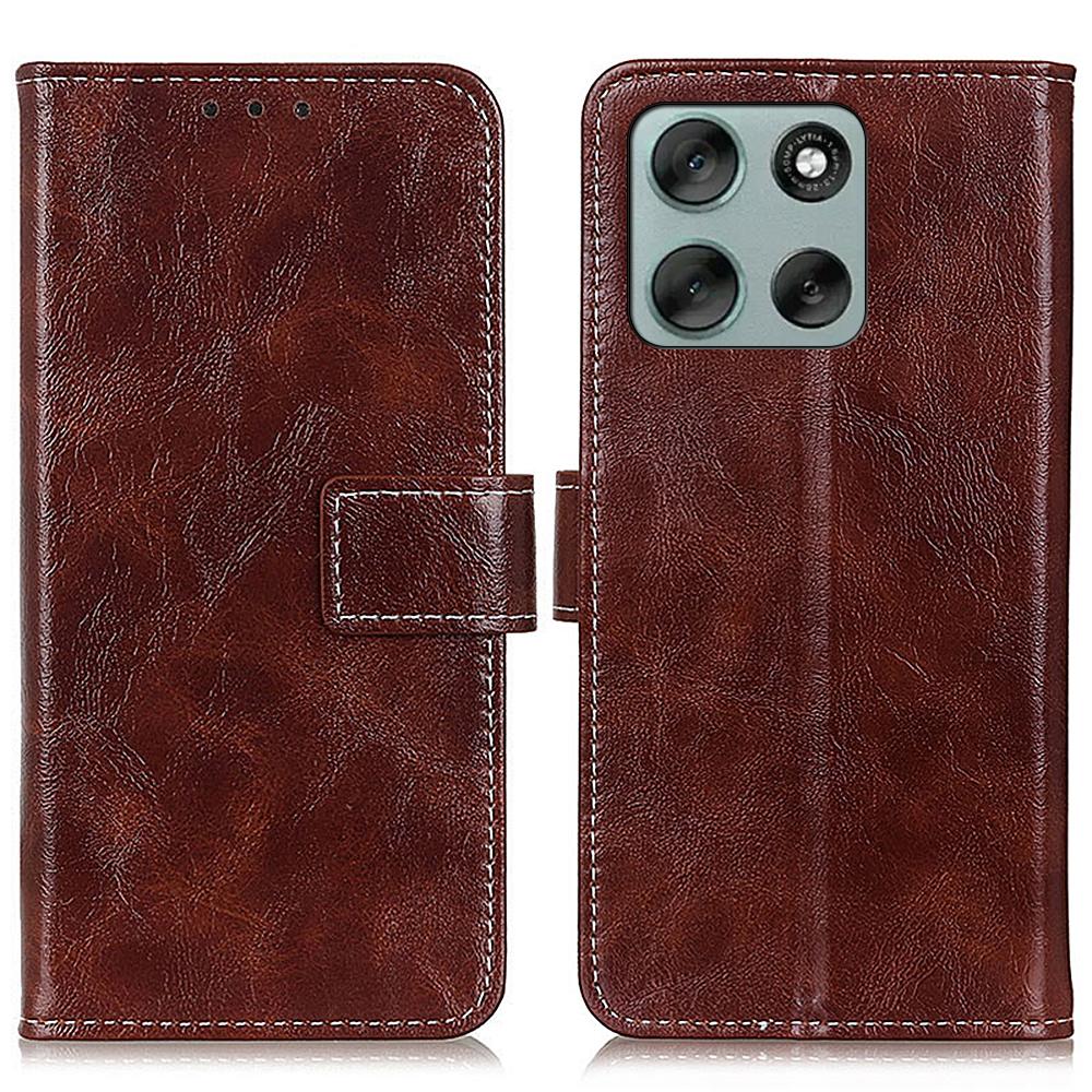 For Motorola Moto G56 5G Case Wallet Leather Phone Cover Crazy Horse Texture