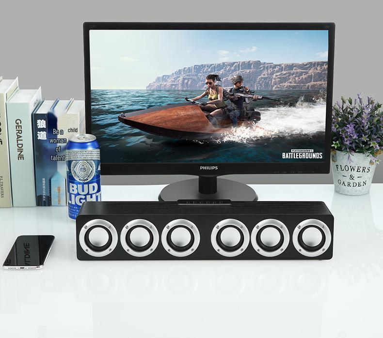 Деревянная беспроводная Bluetooth-колонка M1 для настольного компьютера с 6 динамиками и поддержкой U-диска