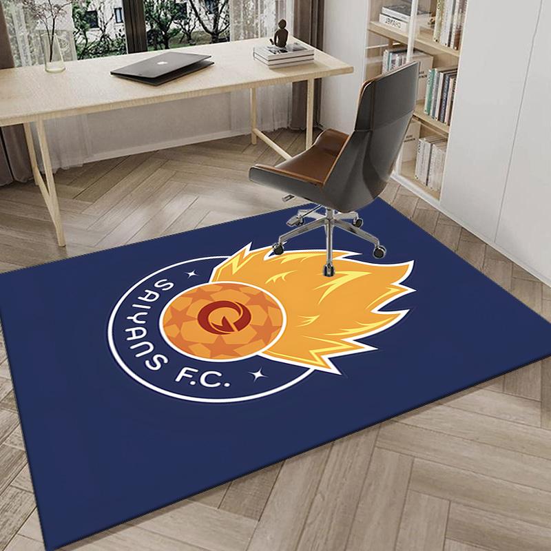 Flame Soccer Emblem Printed Area Rug for Office, Chair Rug, Decorative Carpet Floor Mat, Large Size Fan gifts Christmas gifts
