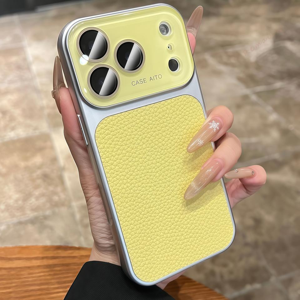 Official Lychee Leather Big Window Phone Case For For Iphone 17 13 14 1 16 Pro Max 16Pro 17Pro Candy Len Camera Protector Cover
