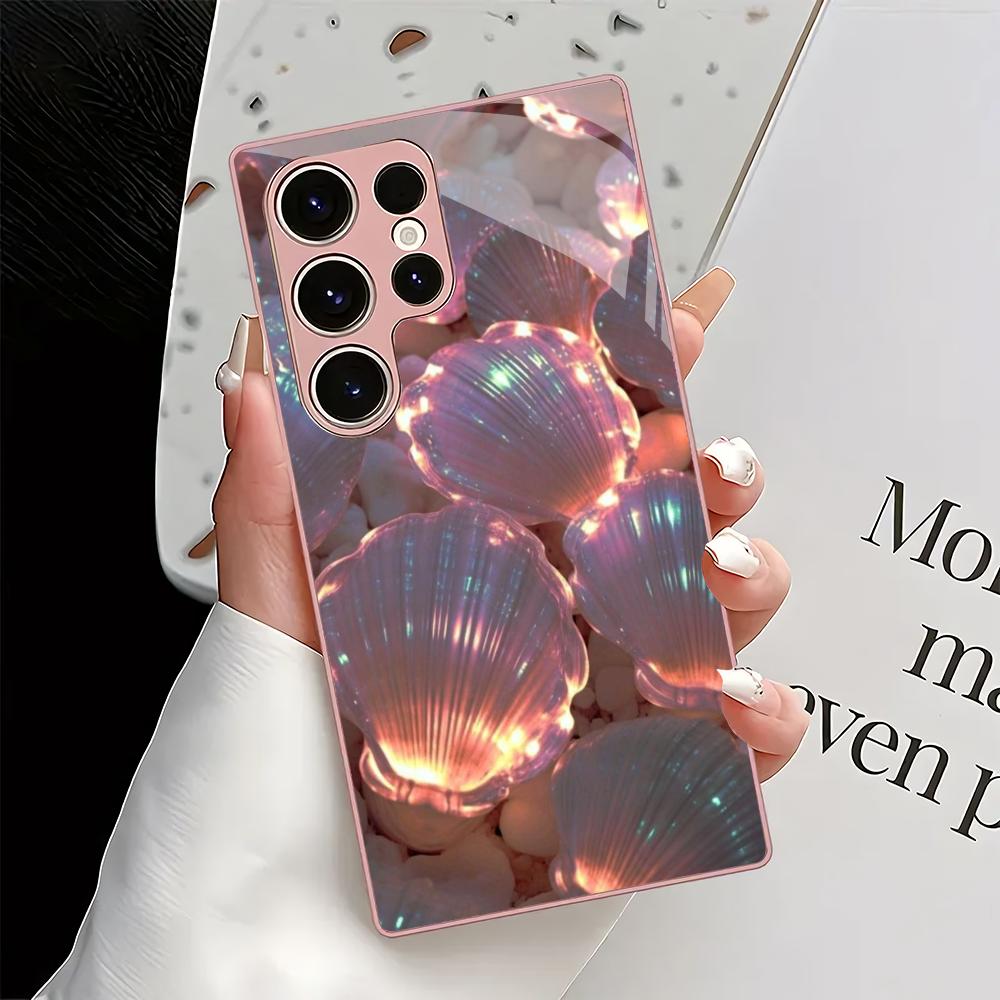 Розовый чехол-накладка из гальванизированного стекла для телефона Samsung Galaxy S26 S25 S24 S23 S22 S20 FE/Ultra/Plus, противоударная задняя крышка