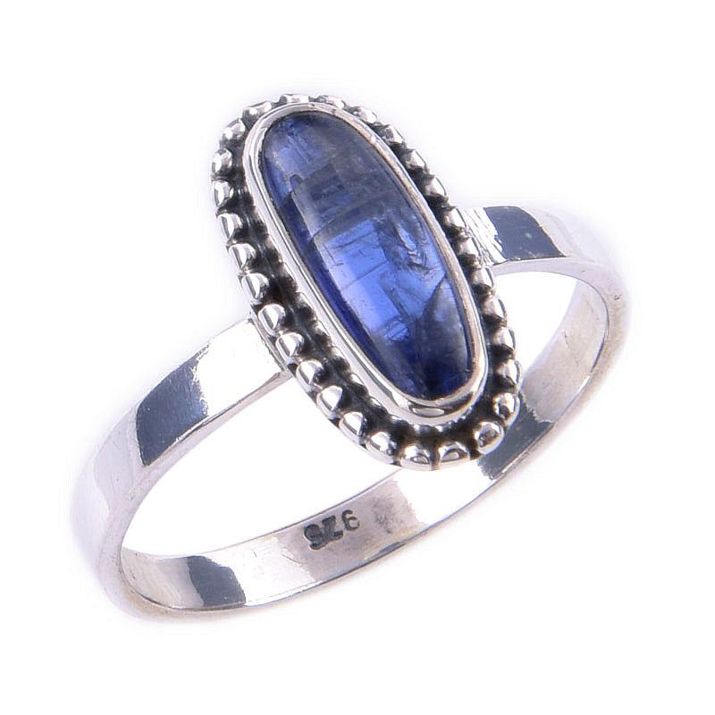 Кольцо из чистого серебра 925 пробы с натуральным кианитом ручной работы, размер 9 k2l98