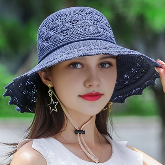 Summer Straw Beach Hat for Women UPF 50 Floppy Wide Brim Sun Protection Hat Foldable Travel Bucket Hat