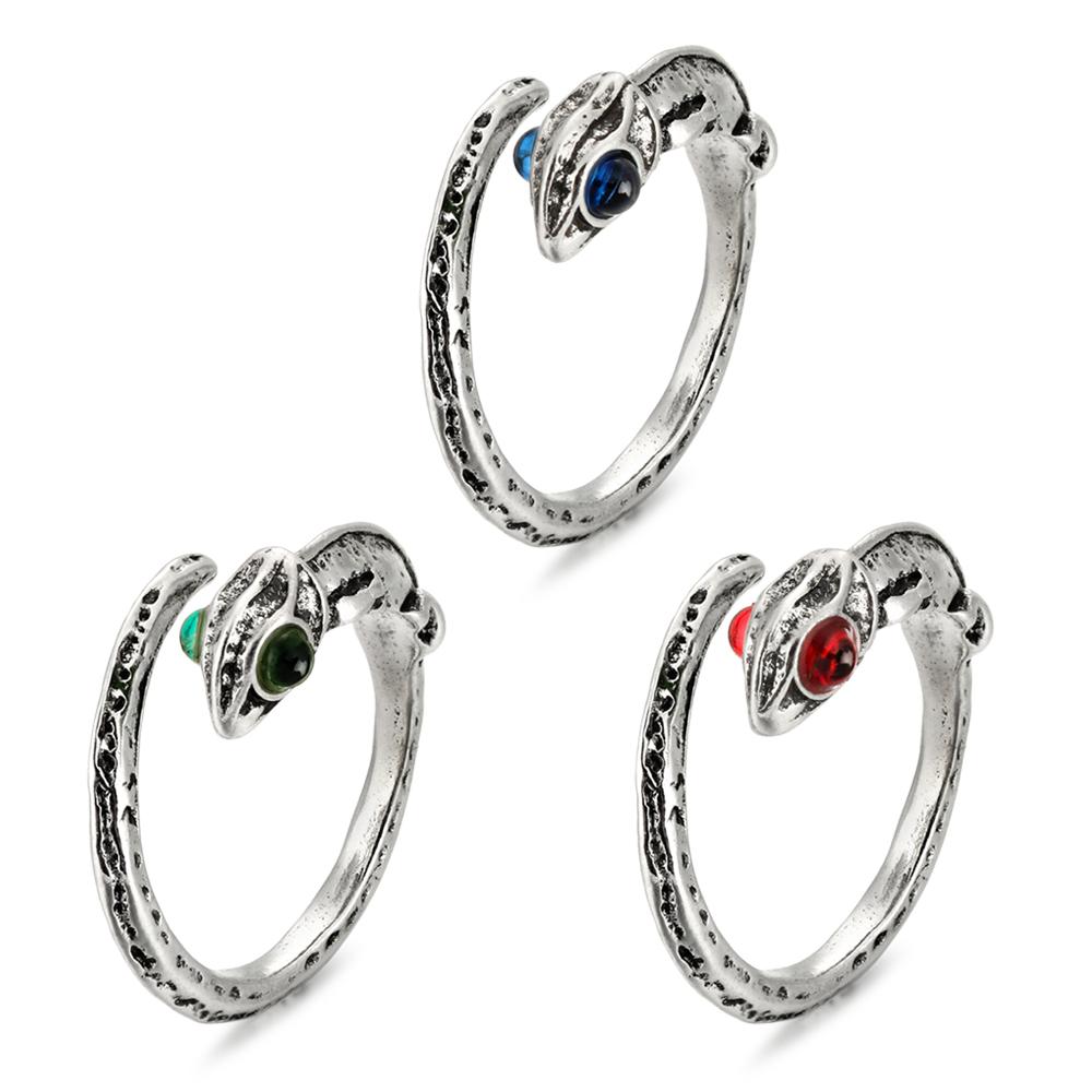 Adjustable Retro Lady Men Lizard Personality Ring Chameleon Ring Jewelry