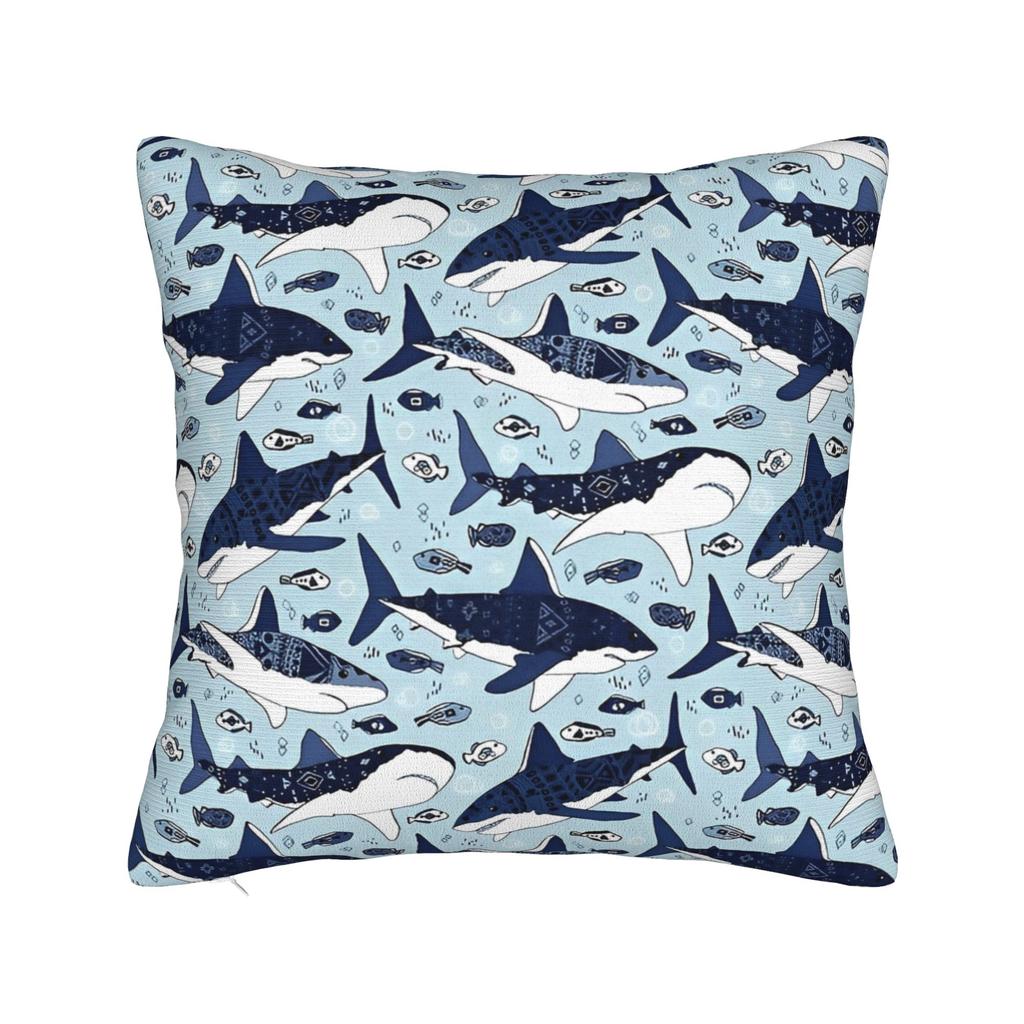 Голова молотка Чехол для декоративной подушки Полиэстер Подушки для дивана Звездные китовые акулы Винтажный наволочка