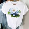 (Asian Size) Sweet Trend 90s Clothing Casual Flower Women Tee Top Fashion Short Sleeve T Shirt Print Lady Female Graphic T-shirts