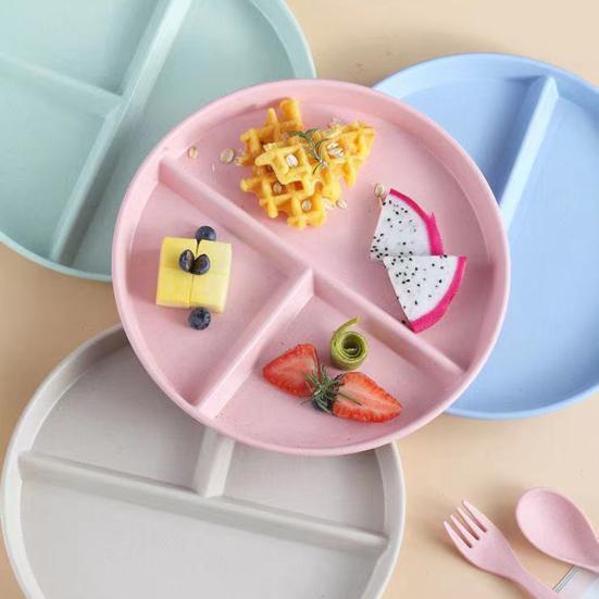 1 Set Divided Dinner Plates Unbreakable Portion Control Divided Diet Plates Reusable Picnic Plates Microwave Dishwasher Safe