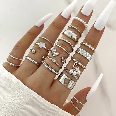 Кольца из сплава, набор для женщин, ювелирные изделия, регулируемое кольцо для девочек, панк-аксессуары, ювелирные изделия