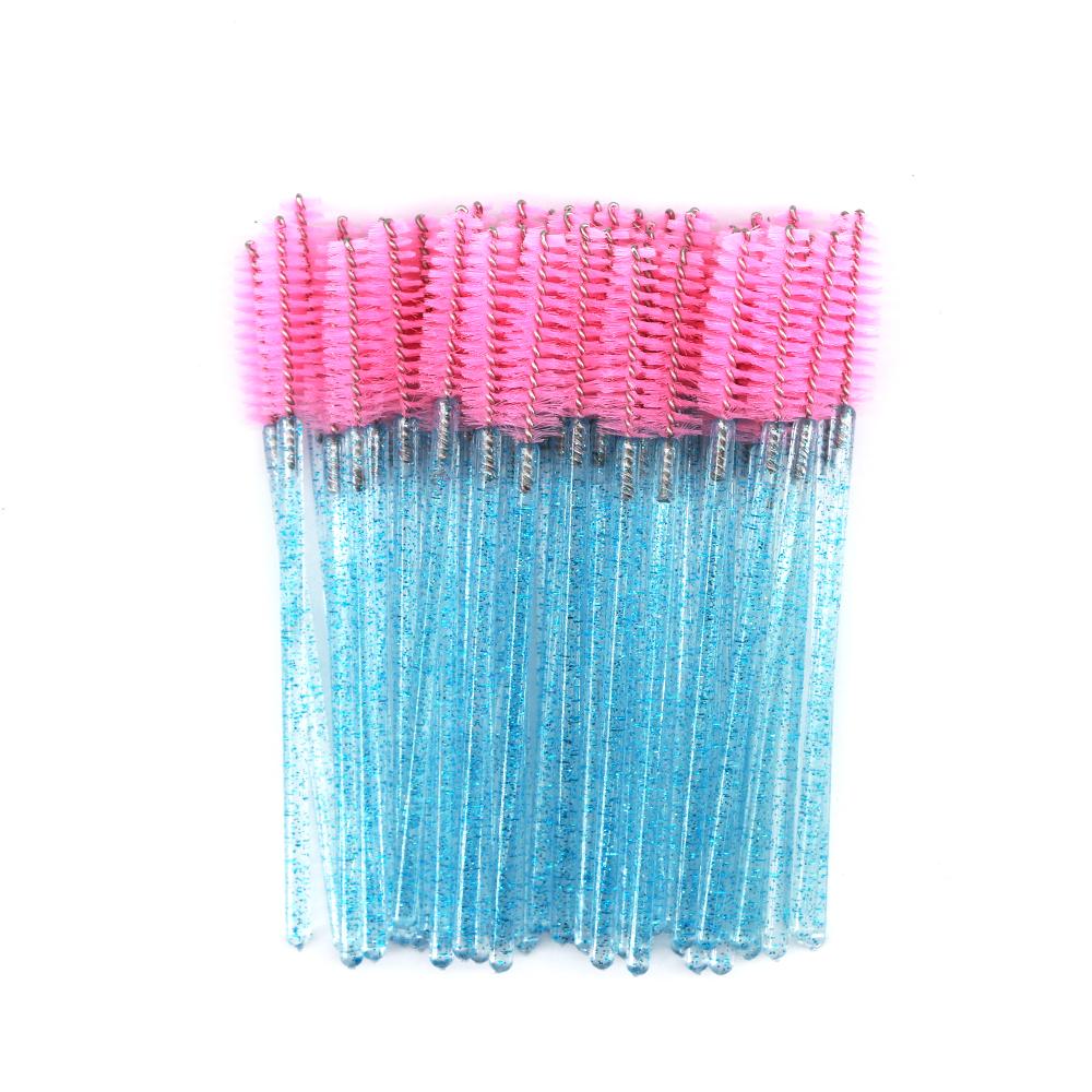 2024 Hot Sale Crystal Shine Eyelashes Mascara Brushes Private Logo Diamond Eyelashes Nylon Fan Brush Make-Up Tool