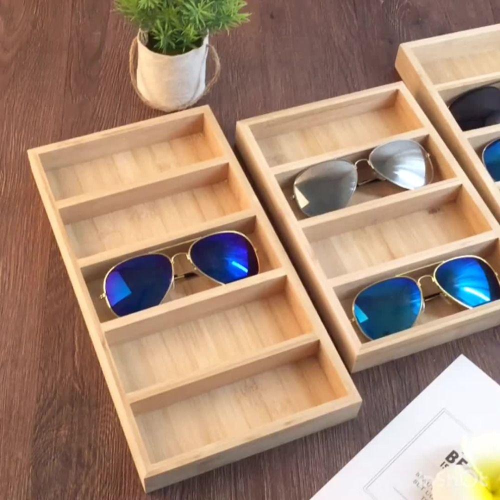4/5/6 Slot Sunglasses Box Glasswear Box Jewelry Display Box Foldable Wooden Glasses Case Hanging