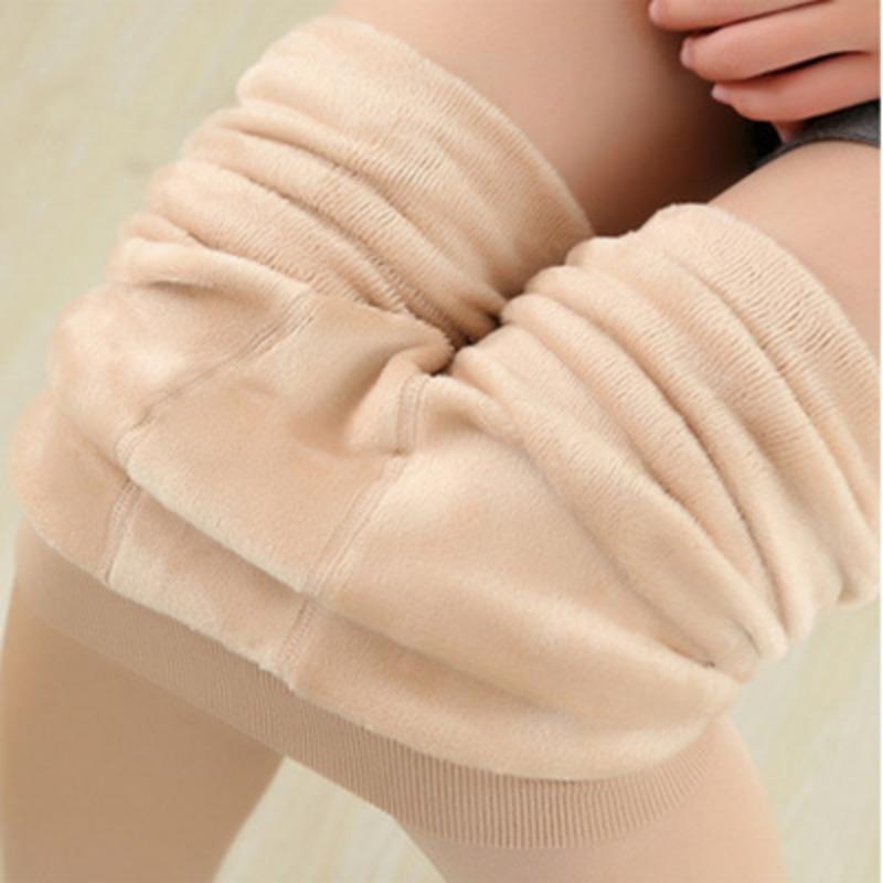 Autumn Winter Women's Korean Style Plus Size Pearl Velvet Fleece Lined Thickened One-Piece Leggings Outer Wear Warm Pants