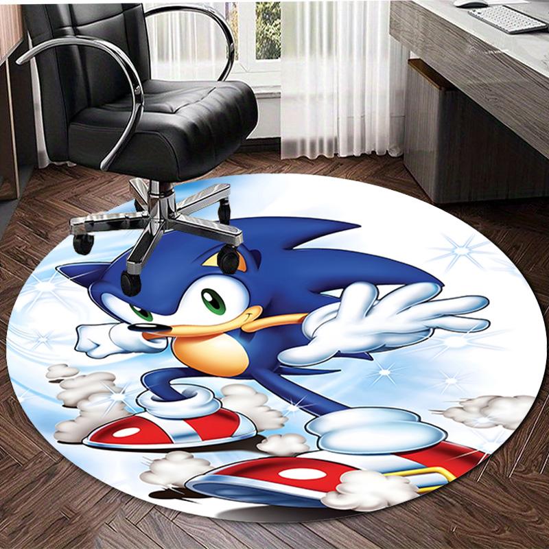 1pc Sonic1 Design Printed Area Round Carpet for Bedroom Living Room Home Decor Rugs Mat Non Slip Mat Rug for Bedside