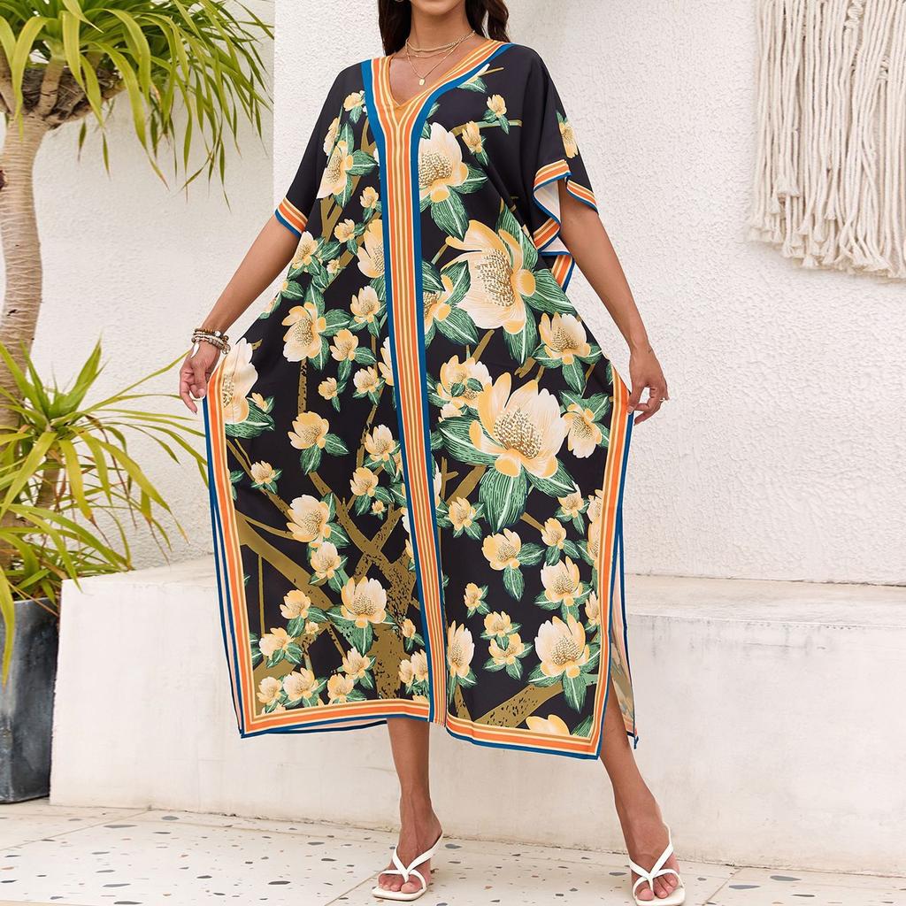 Women's Dress, Colorful Floral Prints, Vacation Loose Robe, Bikini, Sun-protective Smock