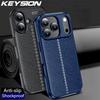 KEYSION Shockproof Case for iPhone 17 Pro Max Soft Silicone Leather Texture Business Style Phone Back Cover for iPhone 17 17 Air
