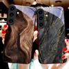 Мраморная текстура с разводами Для Для Samsung Galaxy S25+ S24+ S26 Ultra S25 Edge S24 FE S23 S22 S21 S20 Plus Черный Стеклянный Чехол для Телефона